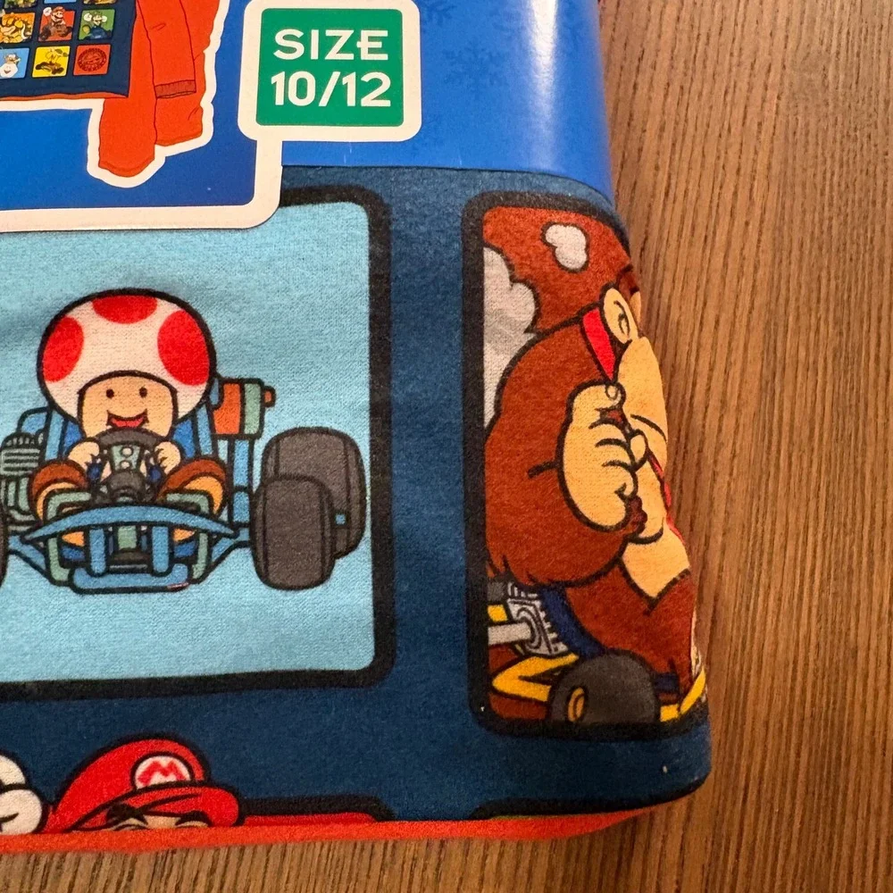 Mario Kart Boys Flannel Pajamas 2-Piece PJ Set Red‎ Blue Nintendo Size 10/12 NEW